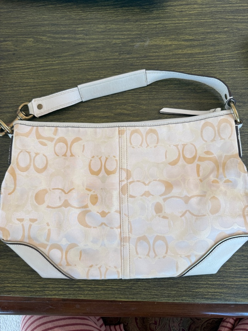Cream Signature Print Shoulder Bag